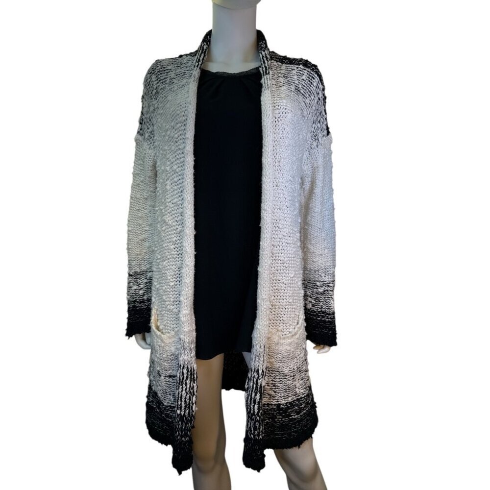 Anthropologie Akemi + Kin Cardigan Black/ White Sweater Cotton Blend Sz XS EUC